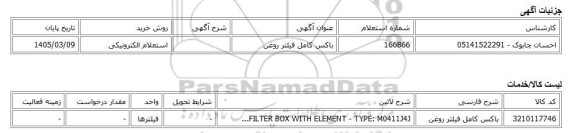 استعلام الکترونیکی، باکس کامل فیلتر روغن