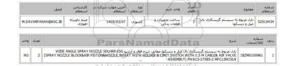 استعلام نازل مربوط به سیستم گریسکاری بال میل و دیسکها