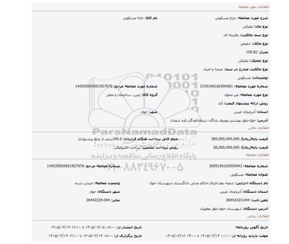 مزایده، مسکونی