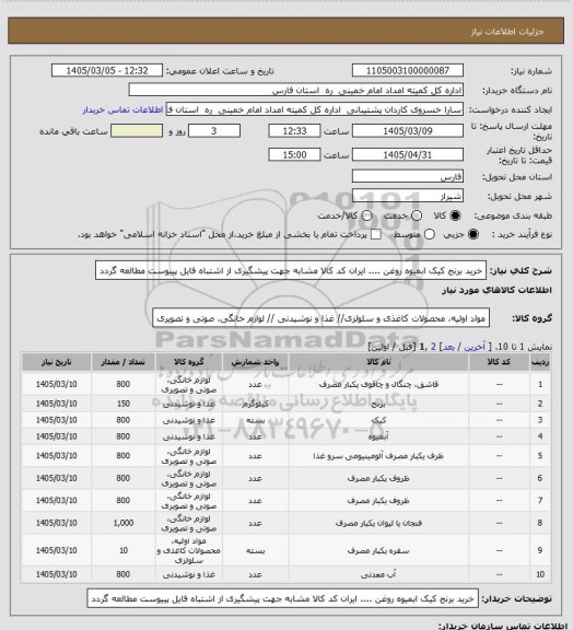 استعلام خرید برنج کیک ابمیوه روغن .... ایران کد کالا مشابه جهت پیشگیری از اشتباه فایل پییوست مطالعه گردد
