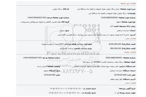مزایده، سنگ تراورتن طرق اصفهان و کمچه چه نسکافه ایی