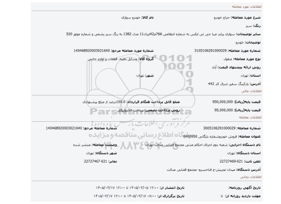 مزایده، خودرو