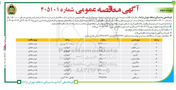 مناقصه خرید اقلام ...  نوبت دوم