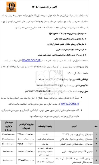 مزایده اموال 