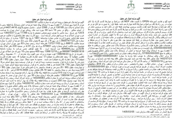 مزایده میزان 2 (دو) سهم مشاع از 7 (هفت) سهم به استثناي بهای تمنبه عرصه و اعیان ششدانگ یک قطعه 