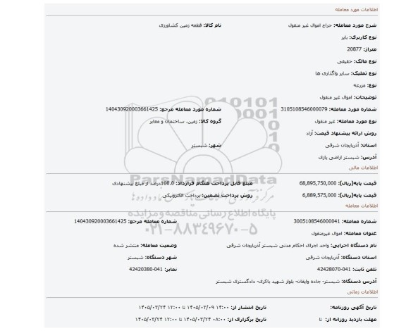 مزایده، اموال غیر منقول