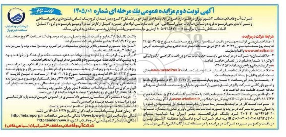 مزایده فروش اقلام مازاد بر نیاز شامل : کنتورهای برنجی اسقاطی و شیرآلات برنجی ...- نوبت دوم 