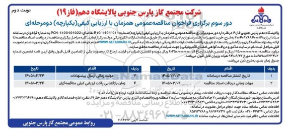 دور سوم مناقصه خرید تجهیزات پخت رستوران - نوبت دوم