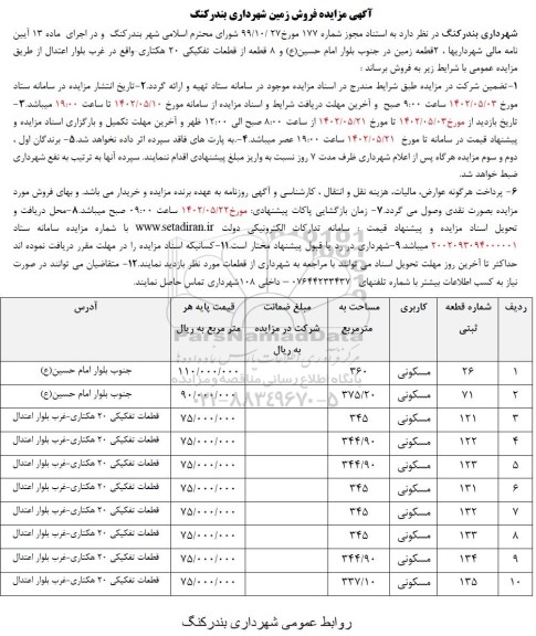 مزایده فروش زمین