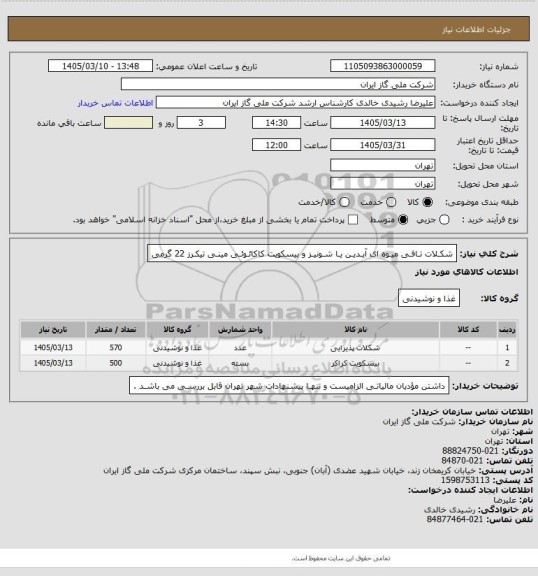 استعلام شکـلات تـافـی میـوه ای آیـدیـن یـا شـونیـز و بیسکویت کاکائـوئـی مینـی تیکـرز 22 گرمی