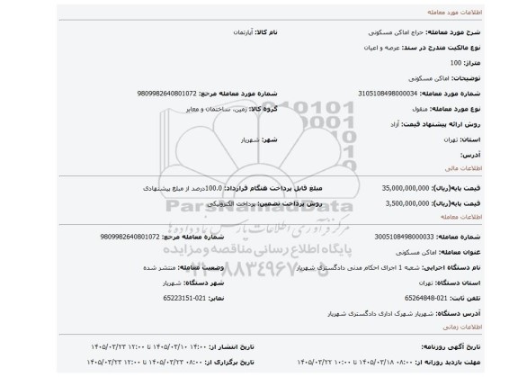 مزایده، اماکن مسکونی
