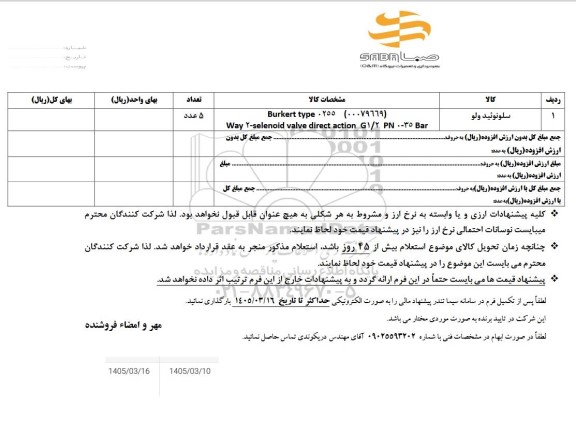 استعلام سلونوئید ولو