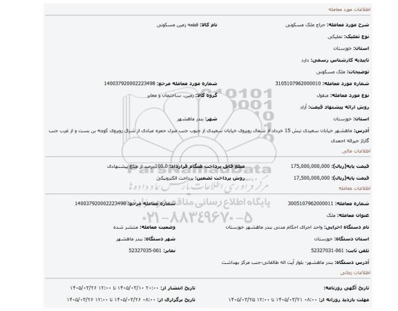 مزایده، ملک مسکونی