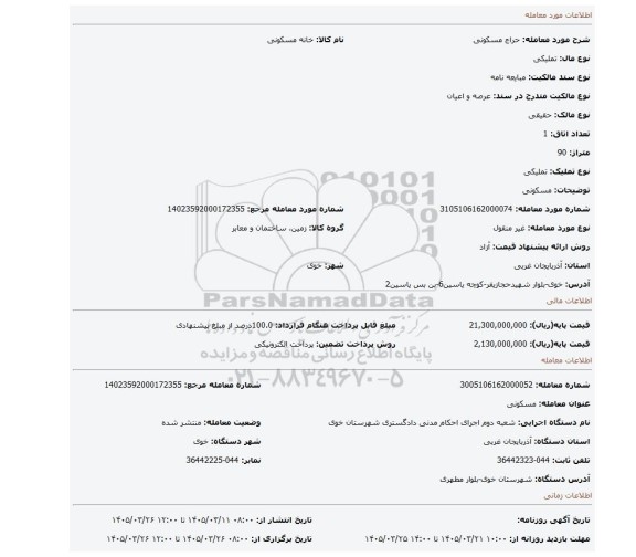 مزایده، مسکونی