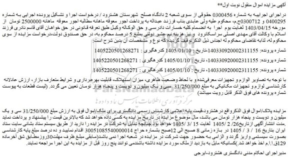 مزایده لوازم و تجهیزات مکانیکی 