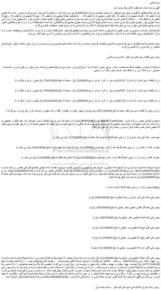 مزایده قطعه شماره 2 به متراژ 235/91مترمربع-قطعه شماره 3 به متراژ 249/87مترمربع 