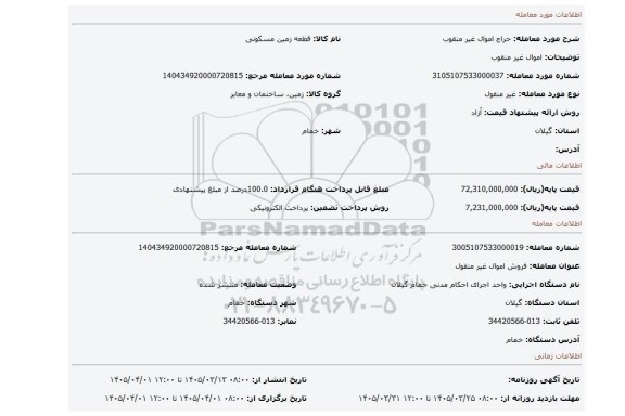 مزایده، اموال غیر منقوب