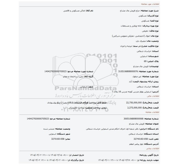 مزایده، فروش مال مشاع