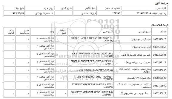 استعلام الکترونیکی، ابزارآلات صنعتی