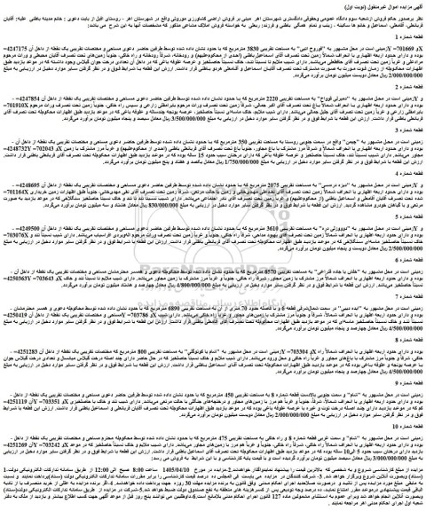 مزایده  فروش اراضی کشاورزی 
