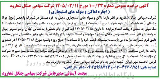 مزایده اجاره اماکن و سوله های استیجاری