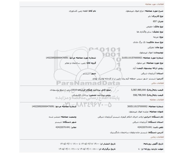مزایده، اموال غیرمنقول