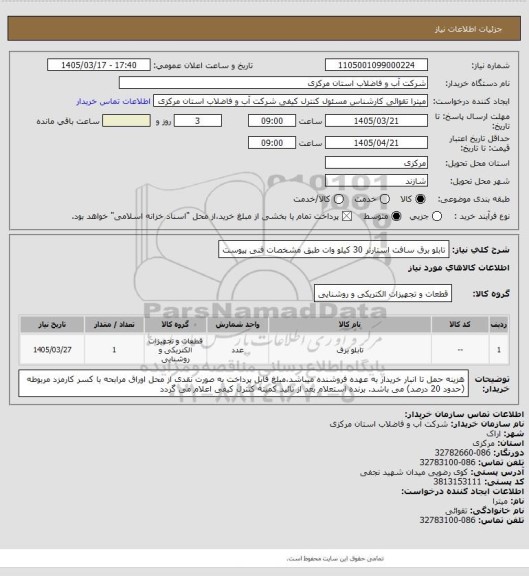 استعلام تابلو برق سافت استارتر 30 کیلو وات طبق مشخصات فنی پیوست