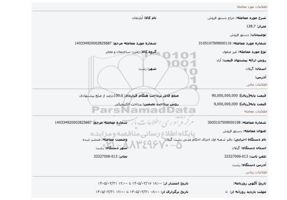 مزایده، دستور فروش