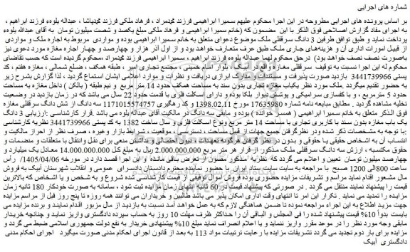 مزایده یکباب مغازه تجاری بدون سند به مساحت همکف حدود 14 متر مربع  و نیم طبقه ( بالکن )