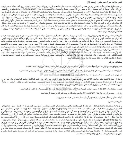 مزایده یک واحد آپارتمان 