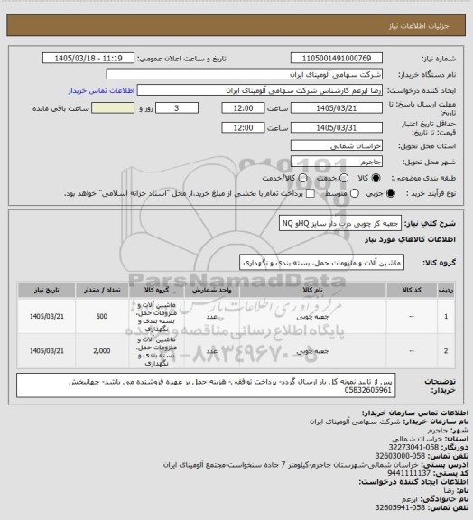 استعلام جعبه کر چوبی درب دار سایز HQو NQ
