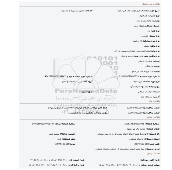 مزایده، مزایده مال غیر منقول
