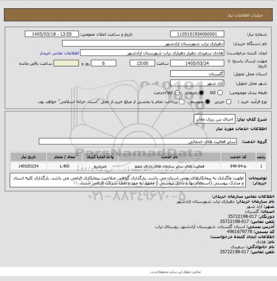 استعلام اجرای بتن ریزی معابر