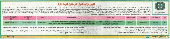مزایده فروش  یک فقره پلاک ثبتی