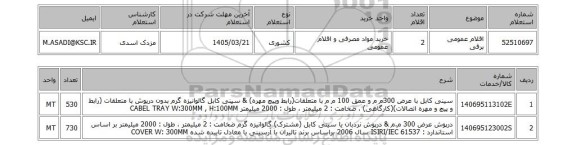 استعلام اقلام عمومی برقی
