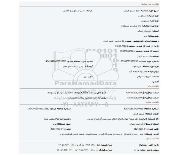 مزایده، دستور فروش