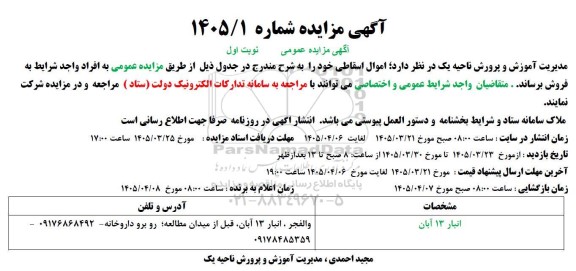 مزایده اموال اسقاطی