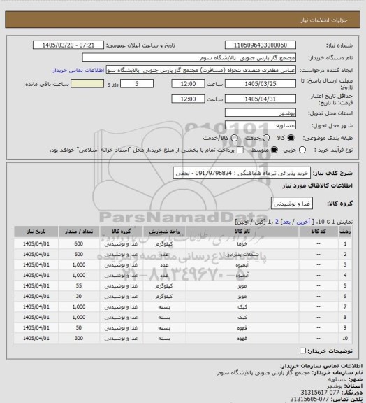 استعلام خرید پذیرائی تیرماه
هماهنگی : 09179796824 - نجفی