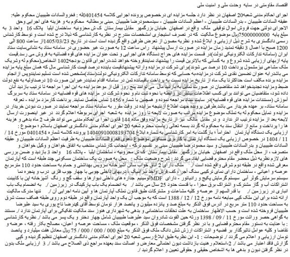 مزایده یک دستگاه آپارتمان