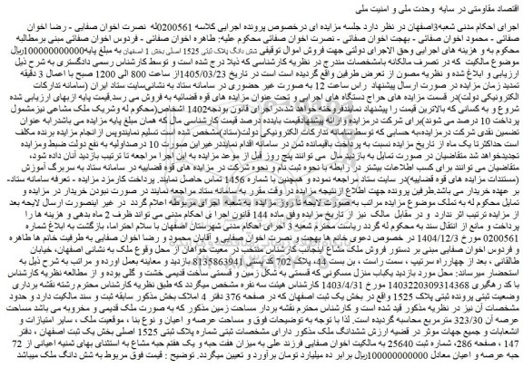 مزایده ششدانگ ملک