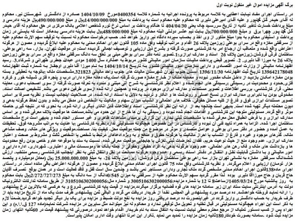مزایده ششدانگ سرقفلی مغازه 
