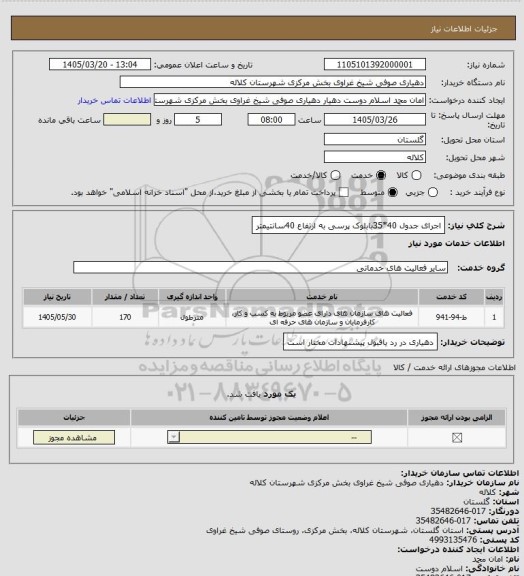 استعلام اجرای جدول 40*35بابلوک پرسی به ارتفاع 40سانتیمتر