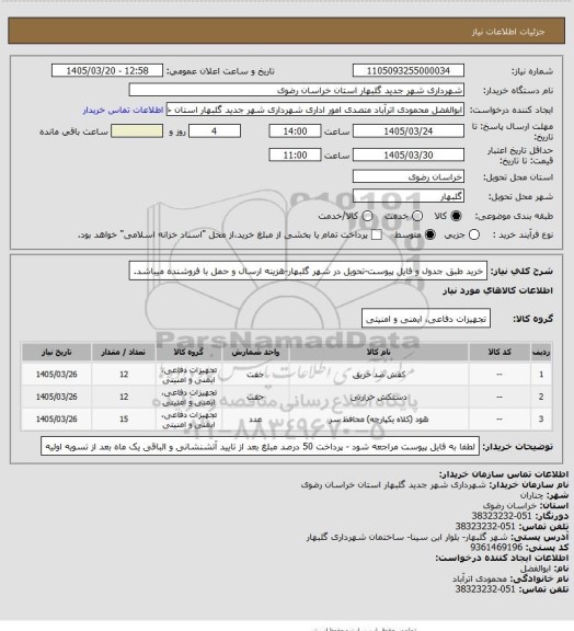 استعلام خرید طبق جدول و فایل پیوست-تحویل در شهر گلبهار-هزینه ارسال و حمل با فروشنده میباشد.