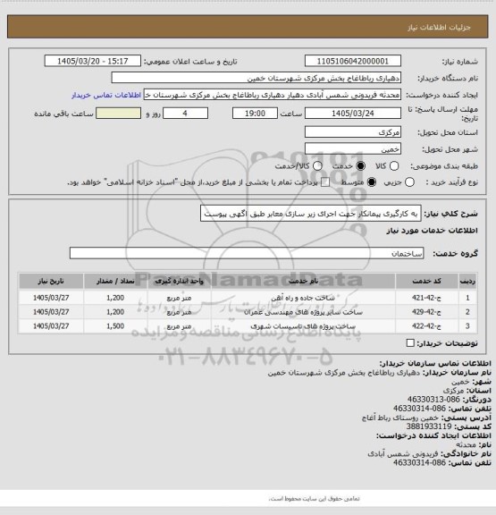 استعلام به کارگیری پیمانکار جهت اجرای زیر سازی معابر طبق اگهی پیوست