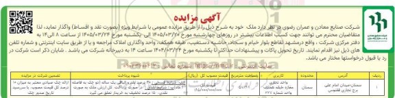 مزایده ملک با کاربری تجاری ...
