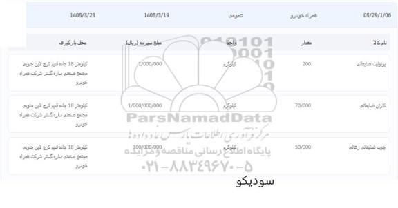 مزایده يونيت ضایعاتی ...