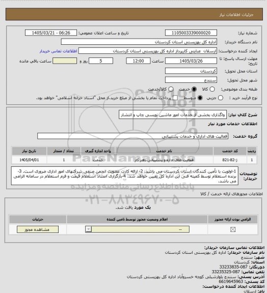 استعلام واگذاری بخشی از خدمات امور ماشین نویسی چاپ و انتشار