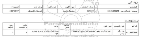 استعلام الکترونیکی، بوشینگ ترانس