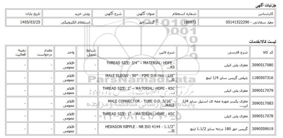 استعلام الکترونیکی، گریس خور