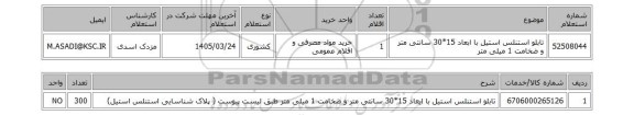 استعلام تابلو استنلس استیل با ابعاد 15*30 سانتی متر و ضخامت 1 میلی متر